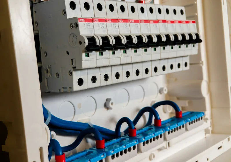 Groepenkast met automaten en aardlekschakelaars in een meterkast